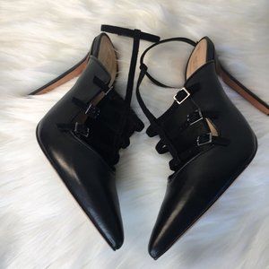 SCHUTZ Black Strappy Pointed Toe Stiletto Heels